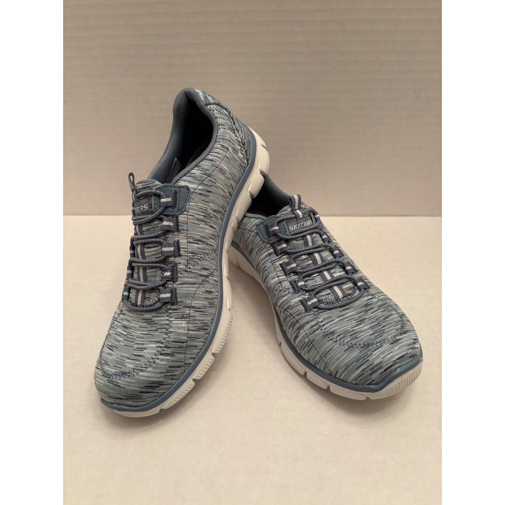 Skechers Relaxed Fit Empire D‎ Lux Blue Heathered Bungee Slip On Sneakers Womens